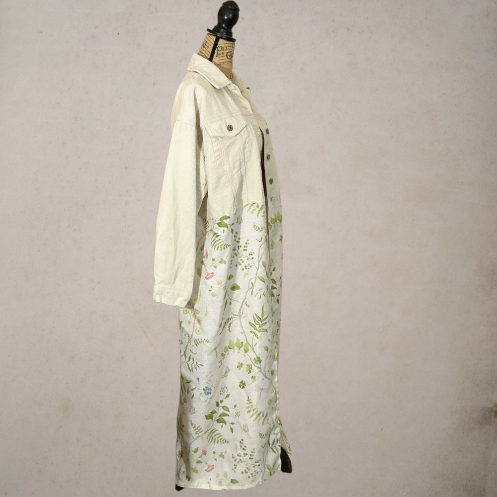 Upcycled Boho Corduroy Kimono Jacket Duster One Of A Kind Repurposed Size Medium - Picture 7 of 13